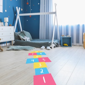 Hopscotch floor sticker, Floor sticker, Hopscotch floor decal, Kids room floor sticker, Jumping game floor sticker, Jumping game for kids