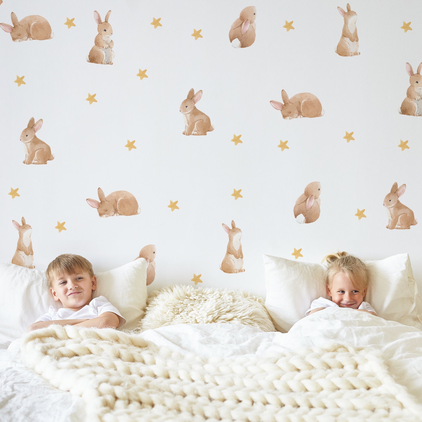 Rabbits Wall Stickers Bunny Wall Decal Kids Room Wall Decal Etsy