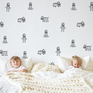 Zebras Wandaufkleber, Wilde Tiere Wandaufkleber, Kinderzimmer Aufkleber, Zebras Wandaufkleber, Lustiges Kinderzimmer Dekor