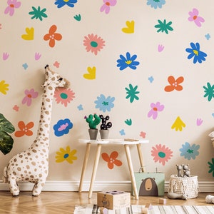 Floral Wall Stickers, Meadow Floral Wall Decal, Wall decor, Boho style wall sticker, Colorful flower wall stickers, Botanical wall stickers