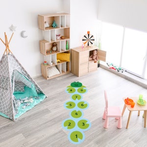 Hopscotch floor sticker, Floor sticker, Hopscotch floor decal, Frog floor sticker, Jumping game floor sticker, Jumping game for kids