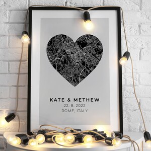Personalisiertes Valentinstag Poster, Rom Karte Valentine Druck, Echter Druck kein digitaler Download (kein Rahmen), Echte Valentinstag Wanddeko