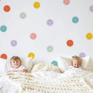 Smileys Wall Stickers, Smileys Wall Decal, Colorful dots wall decal, Colorful dots sticker, Shapes kids room wall stickers, Peel and Stick