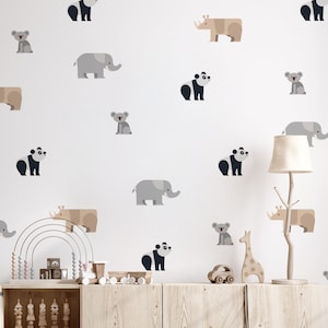 Safari Tiere Wandaufkleber, Wildtiere Wandtattoo, Kinderzimmer Aufkleber, Kinderzimmer Aufkleber, Elefant, Koala, Nashorn Wandtattoo
