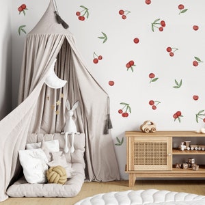Cherry wall stickers, Cherry wall decal, Kids room wall decal, Kids room wall stickers, Cherries, Funny cherry wall stickers