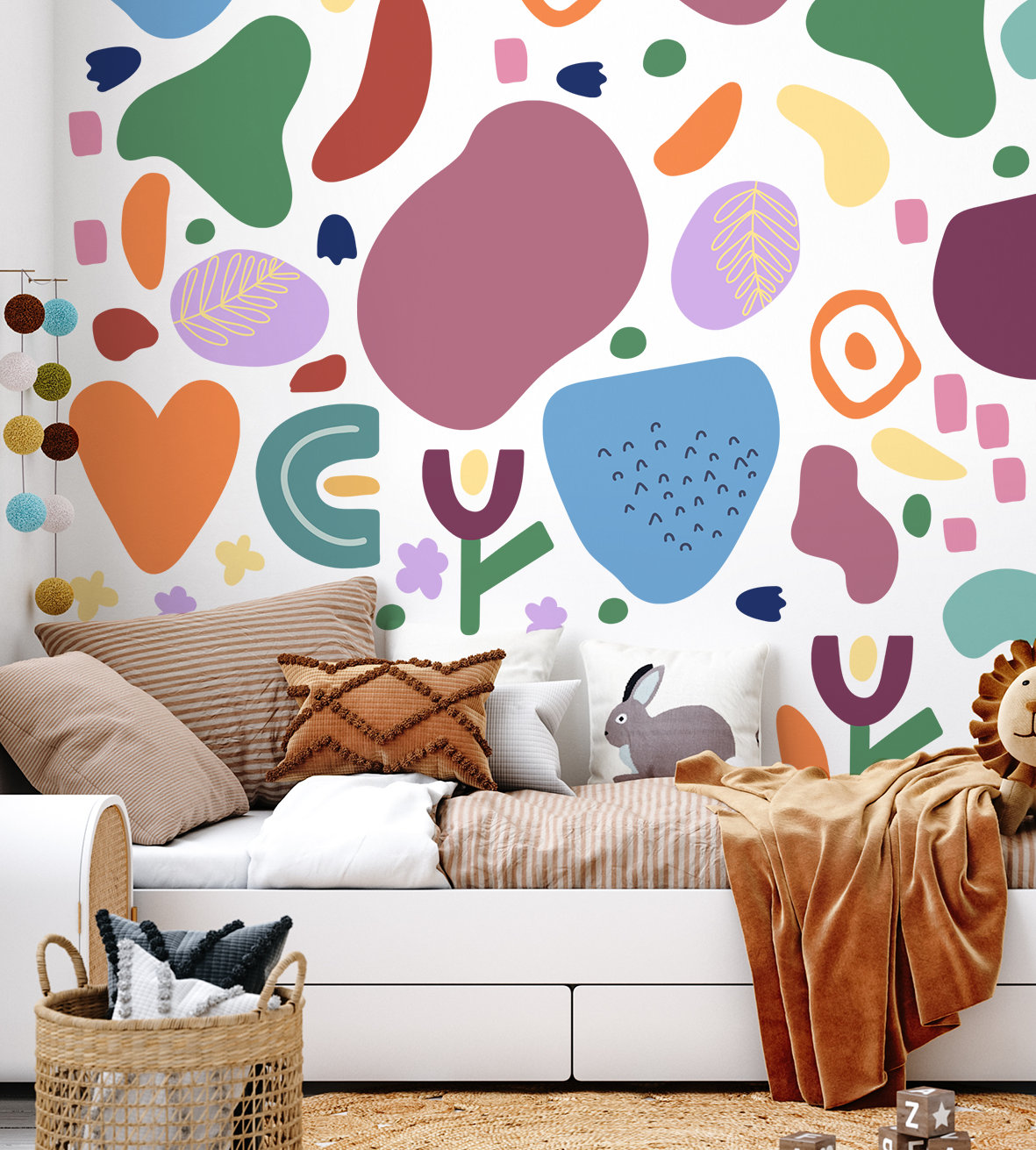 Giant set of wall decals, Pastel shapes colorful abstract wall sticker, Peal and stick, Easy to rearange, removable, Nursery Kids room decor