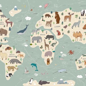 Animals World Map Kids Animal World Map Print World Map - Etsy Australia