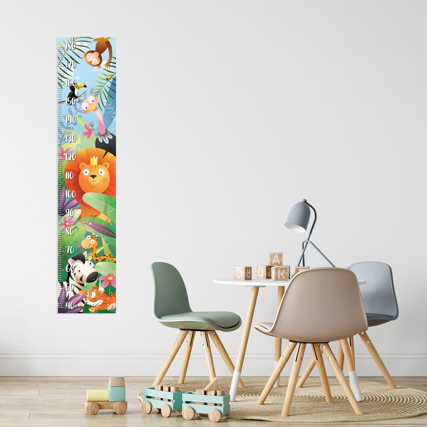Growth Chart Wall Decal Safari Animals Sticker for Kids Etsy