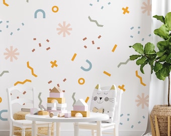 Pastel Shapes Wall Decals: Abstract Colorful Stickers