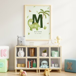 Personalisiertes Baby Poster, Personalisierbare Geburtsanzeige, Kinderzimmer Wandkunst, Kinderzimmer Poster, Dino Poster, personalisierter Namensdruck