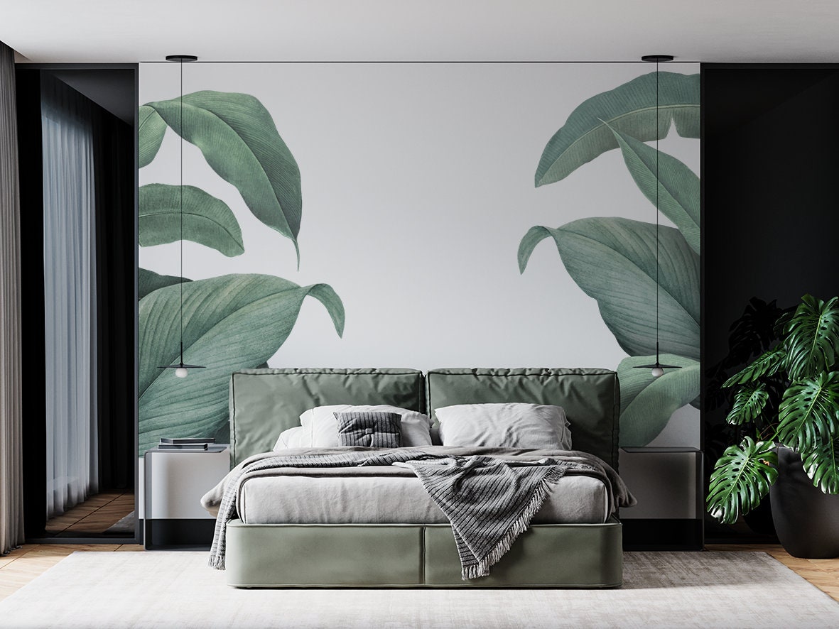 Wall Green Decal, Tropical Floral Botanical Wall Sticker, Leaves Sticker, Gigantic Leaves Sticker, Wall Boho Leaves Wall Wall Decal, Decal - Etsy