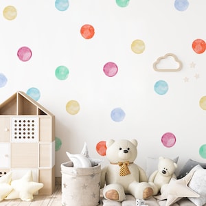 Dots Wall Stickers, Dots Wall Decal, Colorful dots wall decal, Colorful dots wall sticker, mix of Watercolor dots, Kids room wall stickers