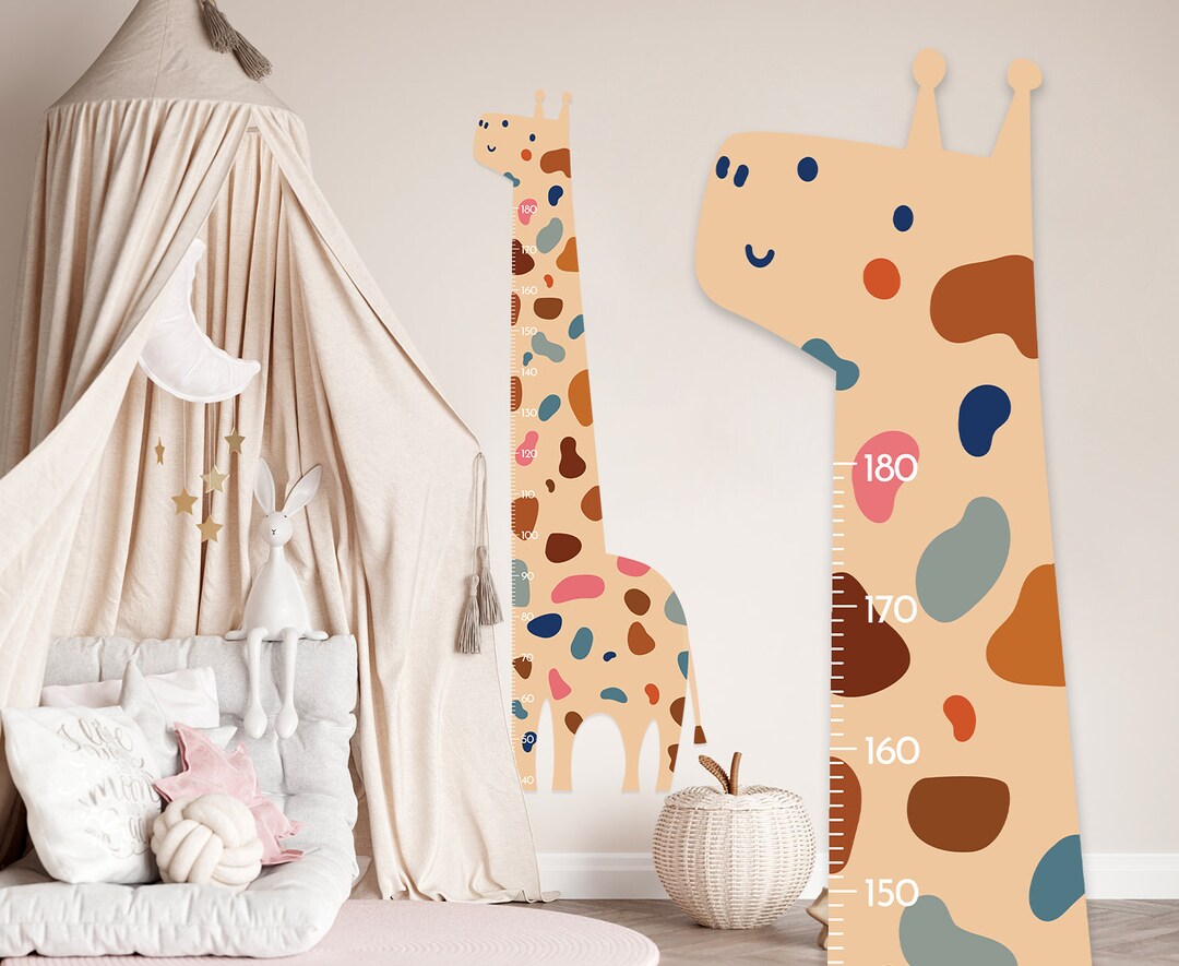 Growth Chart Wall Decal, Giraffe Sticker for Kids, Easy Peel and Stick ...