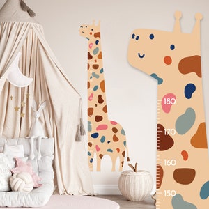 Calcomanía de pared con gráfico de crecimiento, calcomanía de jirafa para niños, fácil de despegar y pegar