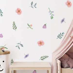 Floral Wall Stickers, Meadow Floral Wall Decal, Wall decor, Boho style wall sticker, Colorful flower wall stickers, Botanical wall stickers