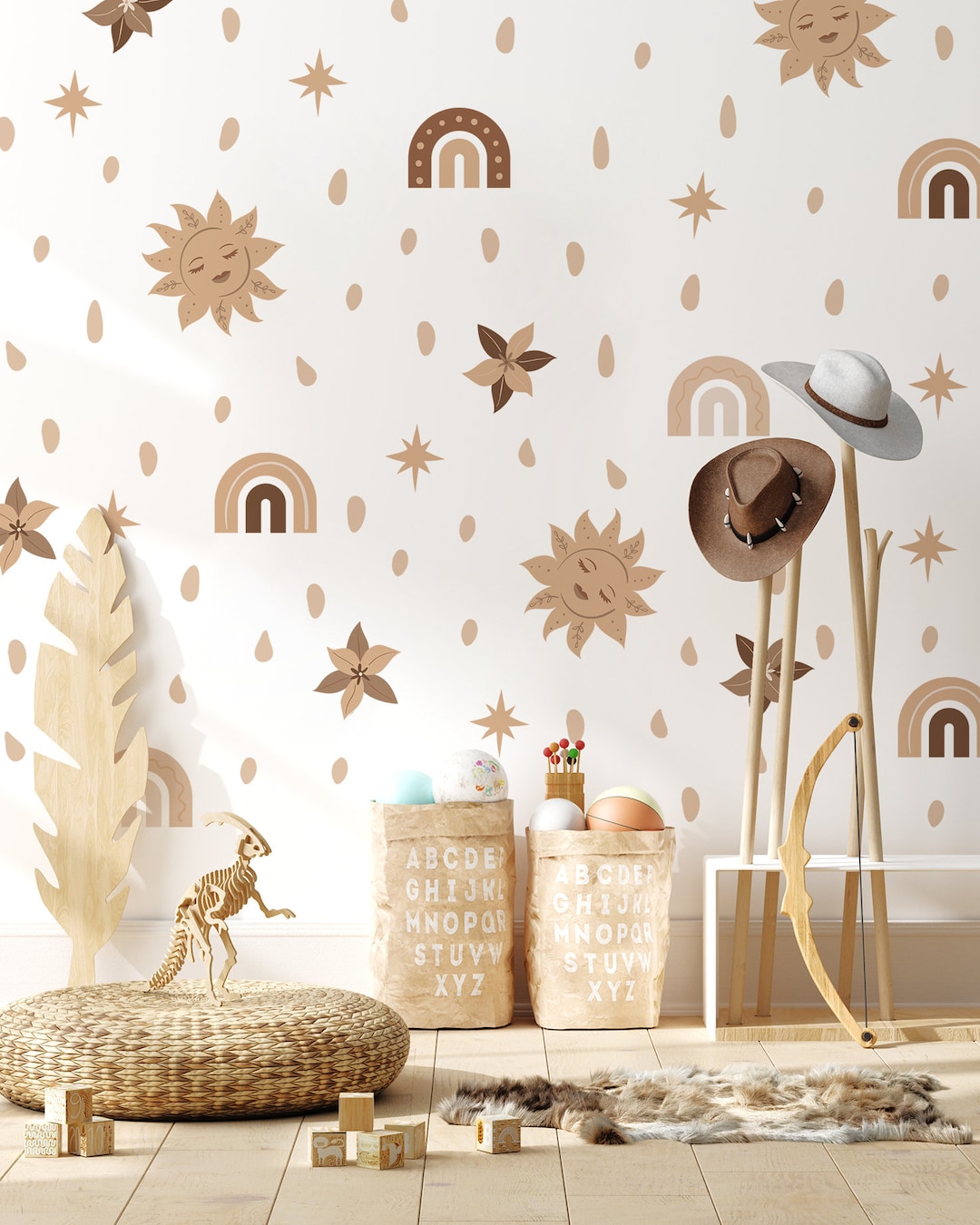 Boho Wall Stickers, Boho Syle Wall Decal, Wall Decor, Abstract Sun Wall