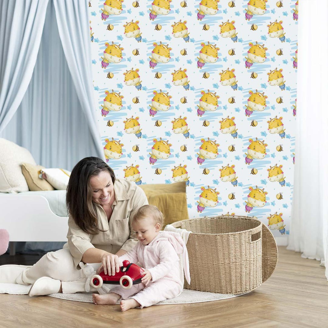 Kids Nursery Wallpaper Mural: Eco-friendly Peel & Stick, Handmade - Etsy