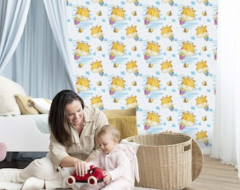 Kids Nursery Wallpaper Mural: Eco-Friendly Peel & Stick, Handmade