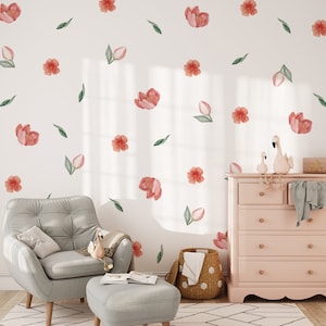 Floral Wall Stickers, Meadow Floral Wall Decal, Wall decor, Boho style wall sticker, Colorful flower wall stickers, Botanical wall stickers