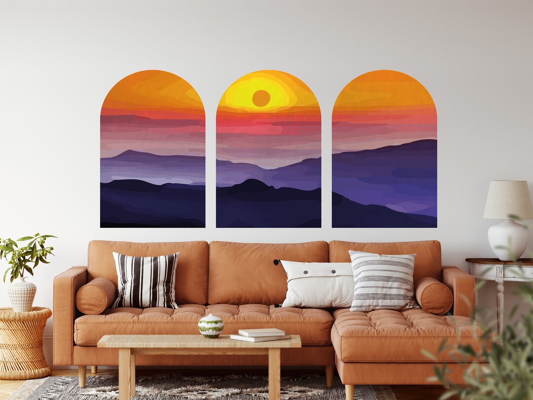 Boho Arch Wall Decal: Sunset Sunrise Room Decor - Etsy