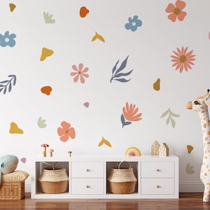 Floral Wall Stickers, Forest Floral Wall Decal, Wall decor, Boho style wall sticker, Colorful flower wall stickers, Botanical wall stickers