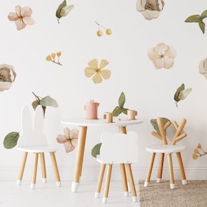 Floral Wall Stickers, Meadow Floral Wall Decal, Wall decor, Boho style wall sticker, Pastel flower wall stickers, Botanical wall stickers