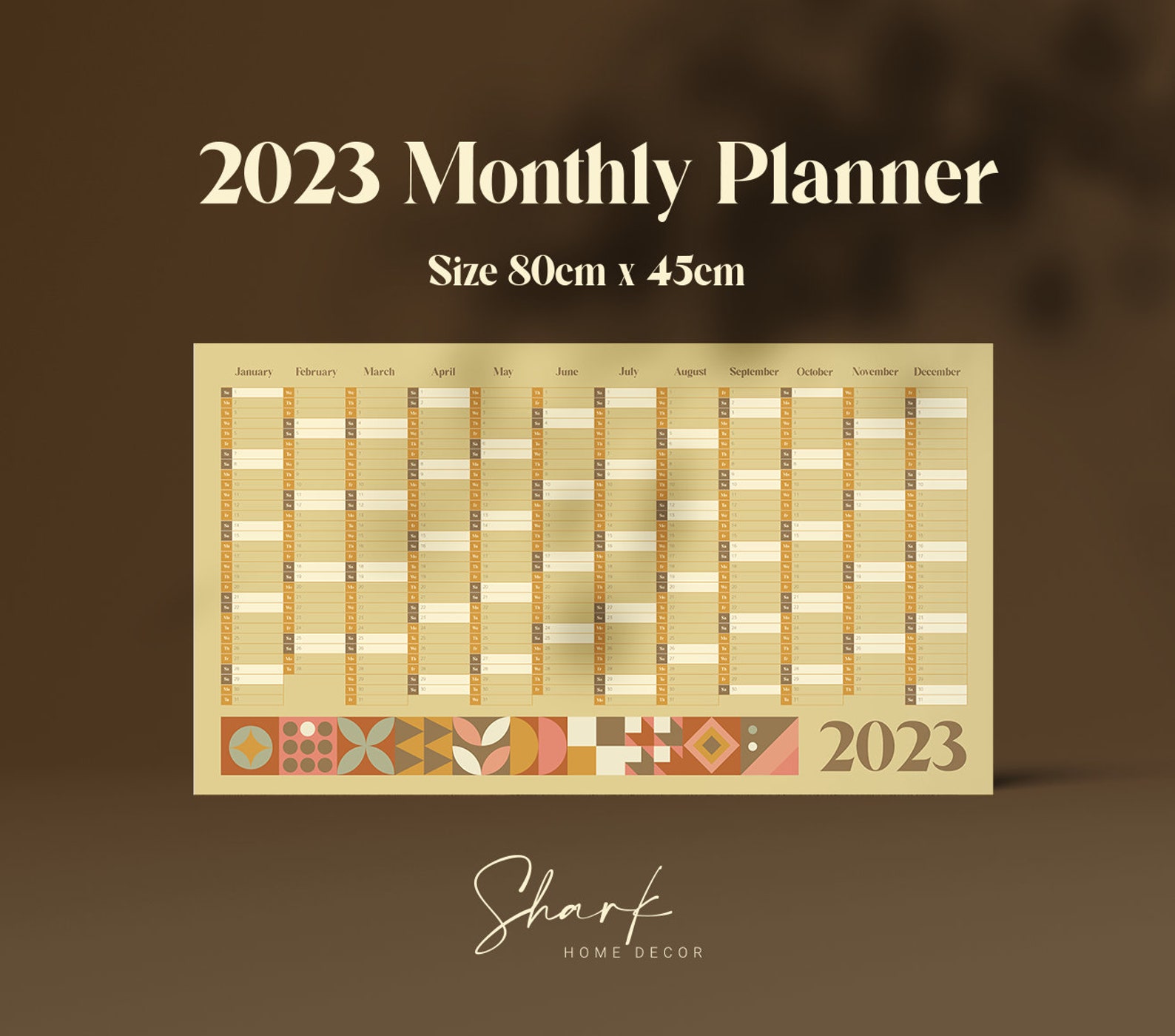 2023 Year Planner 2023 Wall Planner Compact Wall Planner Etsy