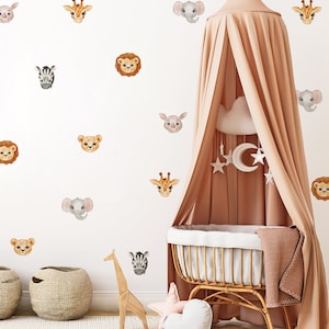 Pegatinas de pared de animales de safari, calcomanías de pared de animales salvajes, calcomanías para habitación de niños, calcomanías para habitación de niños, calcomanías de pared de safari, calcomanías de pared de animales de safari