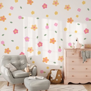 Floral Wall Stickers, Meadow Floral Wall Decal, Wall decor, Boho style wall sticker, Colorful flower wall stickers, Botanical wall stickers