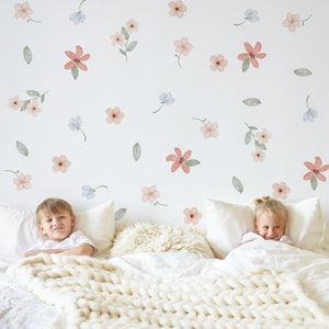 Floral Wall Stickers, Meadow Floral Wall Decal, Wall decor, Boho style wall sticker, Pastel flower wall stickers, Botanical wall stickers
