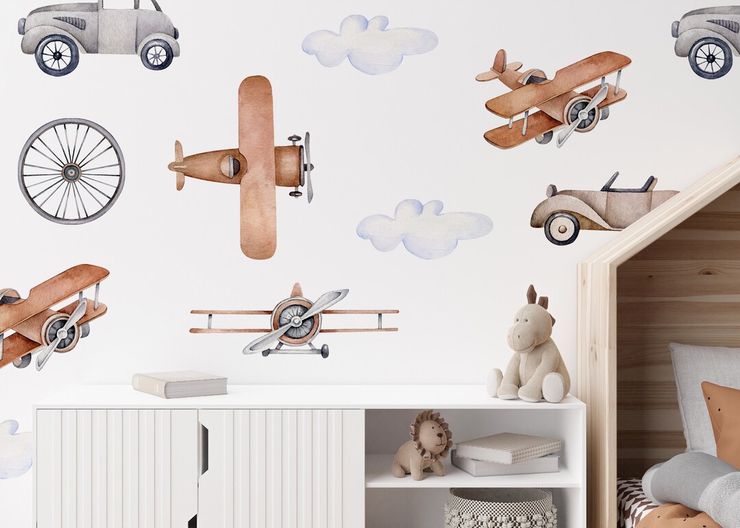 Giant Set of Wall Decals, Cars, Clouds & Planes Abstract Wall Sticker