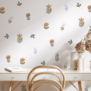 Floral Wall Stickers, Abstract Floral Wall Decal, Wall decor, Boho style wall sticker, Colorful flower wall stickers, Botanical wall decals