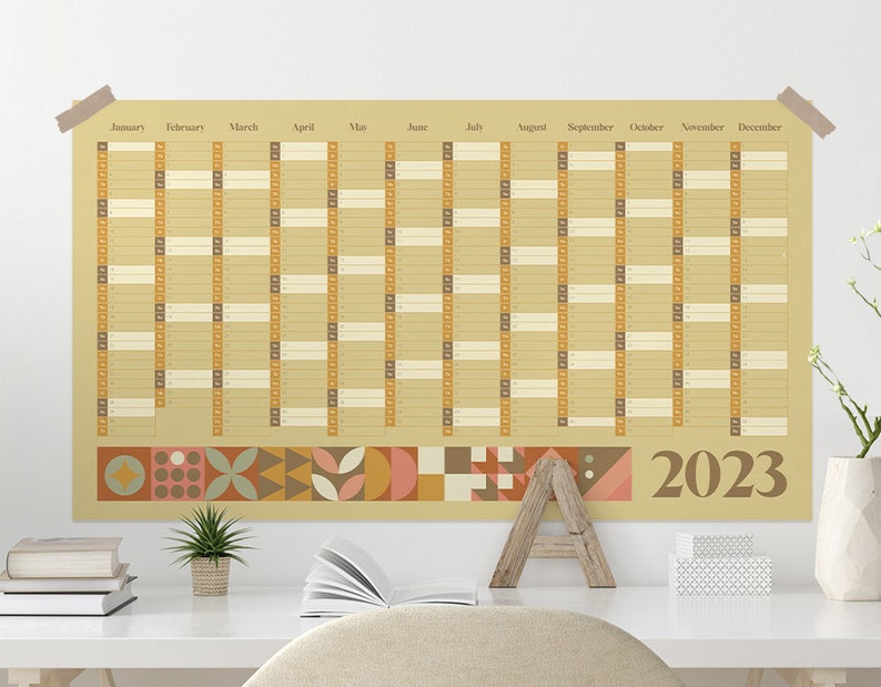 2023 Year Planner 2023 Wall Planner Compact Wall Planner Etsy