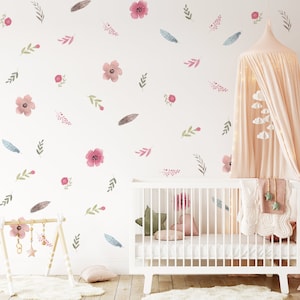 Floral Wall Stickers, Meadow Floral Wall Decal, Wall decor, Boho style wall sticker, Watercolor wall stickers, Botanical wall stickers