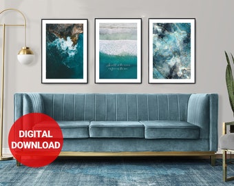 Abstract Sea Print Set: Coastal Wall Art (Digital Download)
