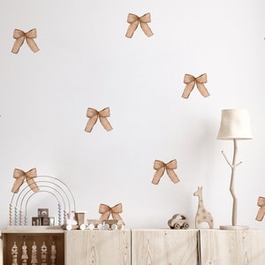 Boho Wall Stickers, Boho Syle Wall Decal, Wall decor, Fabric bow wall sticker, Boho feather wall stickers