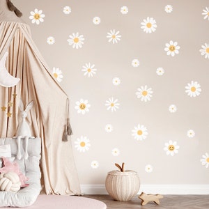 Floral Wall Stickers, Meadow Floral Wall Decal, Wall decor, Boho style wall sticker, Smiles flower wall stickers, Botanical wall stickers