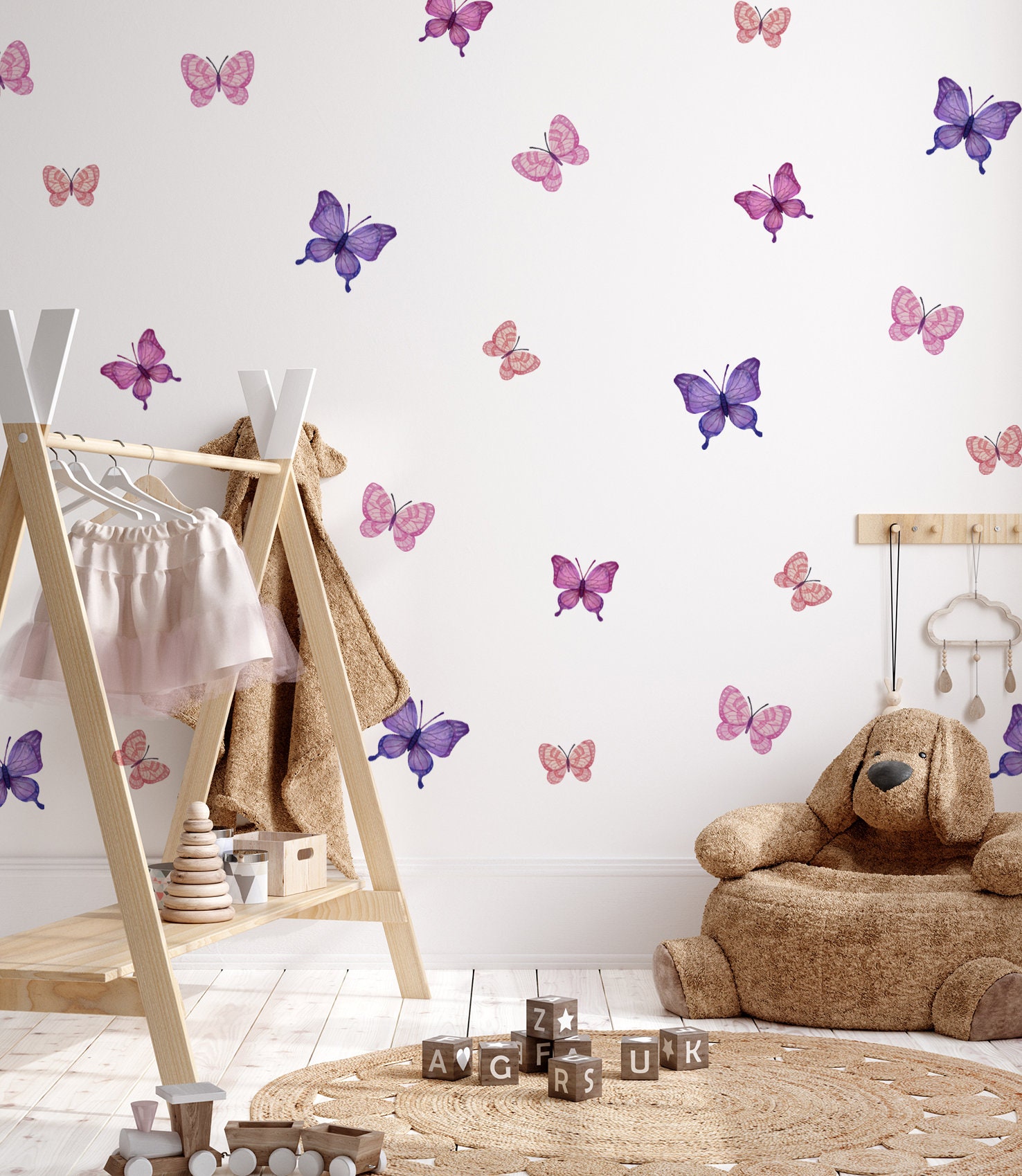 Decorazioni Parete A Farfalla - Set Di 24 Adesivi Riusabili In PVC, Dimensioni Diverse, Colore Celeste Pastello, Per Cameretta E Feste - copertina