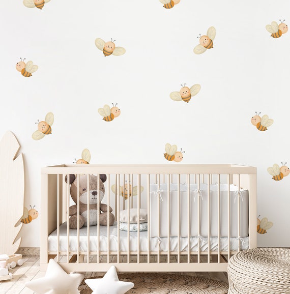 Honey Bee Nursery Wall Art Set Of 3 - 7.5x10 Inch Kids Room Decor, Ready To Hang