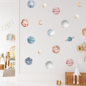 Muursticker universum, muursticker ruimte, sticker kinderkamer, kinderkamerstickers, muurstickers planeten, maanstickers
