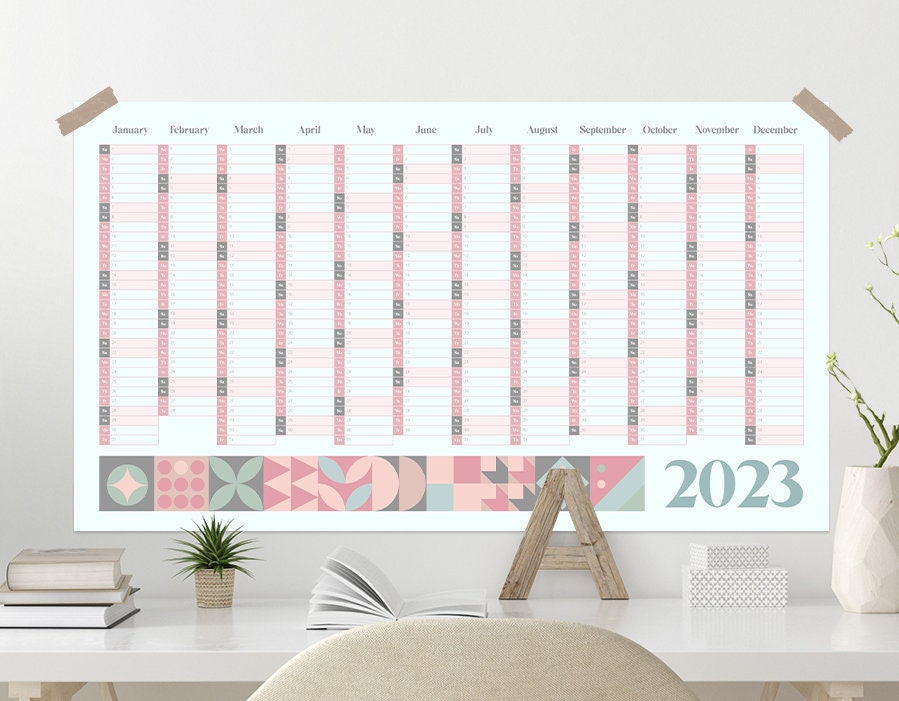 2023 Year Planner 2023 Wall Planner Compact Wall Planner Etsy