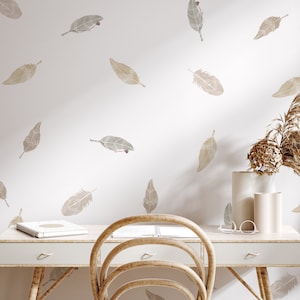 Pegatinas de pared bohemias, calcomanías de pared estilo bohemio, decoración de pared, pegatinas de pared de plumas, pegatinas de pared de plumas bohemias, despegar y pegar