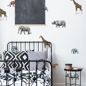 Pegatinas de pared de animales de safari, calcomanías de pared de animales salvajes, calcomanías para habitación de niños, calcomanías para habitación de niños, calcomanías de pared de safari, calcomanías de pared de animales de safari
