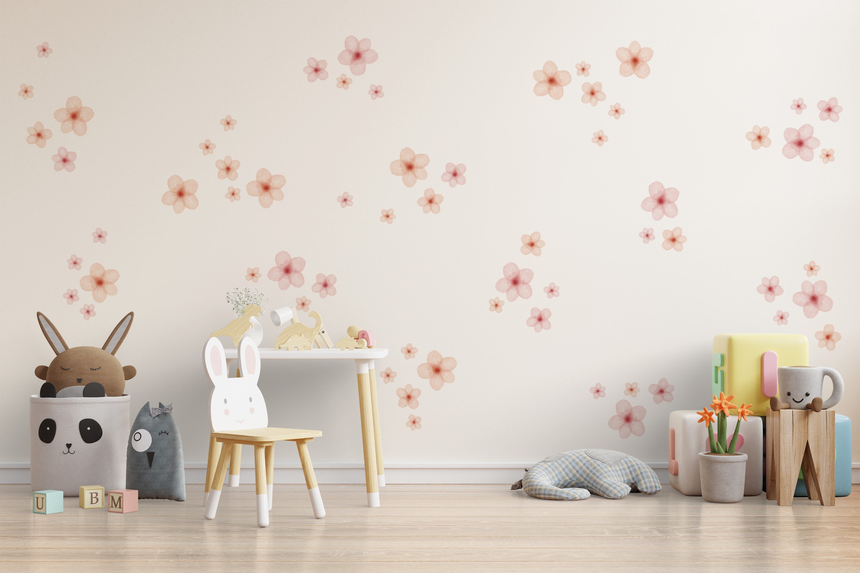 BCLOSE Coquette Decor, 88 Pink Flower Wall Decals Peel and Stick