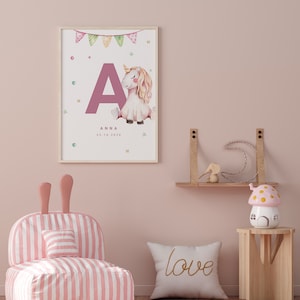Personalised Baby Poster, Customizable Birth Print, Nursery Wall Art, Kids Room Art, Unicorn Poster, Custom Print, Personalized Name Print