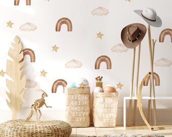 Pastel Rainbow Wall Decals: Boho Kids Room Decor, Peel & Stick