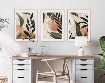 Boho Natur Poster Set: Minimalistische botanische Wandkunst