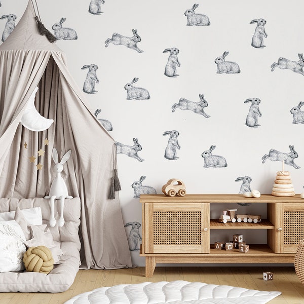 Rabbits wall stickers, Bunny wall decal, Kids room wall decal, Kids room wall stickers, Rabbits, Funny rabbits wall stickers