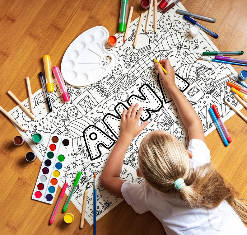 Personalized Farm Coloring Poster Coloring Poster for Kids - Etsy