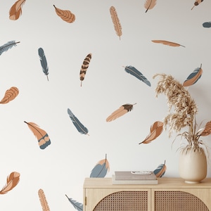 Pegatinas de pared bohemias, calcomanías de pared de estilo bohemio, decoración de pared, pegatinas de pared de plumas, pegatinas de pared de plumas bohemias